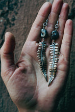 Load image into Gallery viewer, Fern Earrings -- Ammonite and Brass