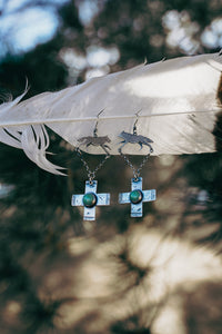 Alpha Earrings -- Turquoise Crosses