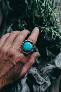 Strong Ring  -- Kingman Turquoise -- Size 8.75