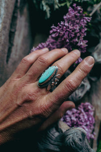 Apple Blossom Ring -- Kingman Turquoise -- Size 7.75