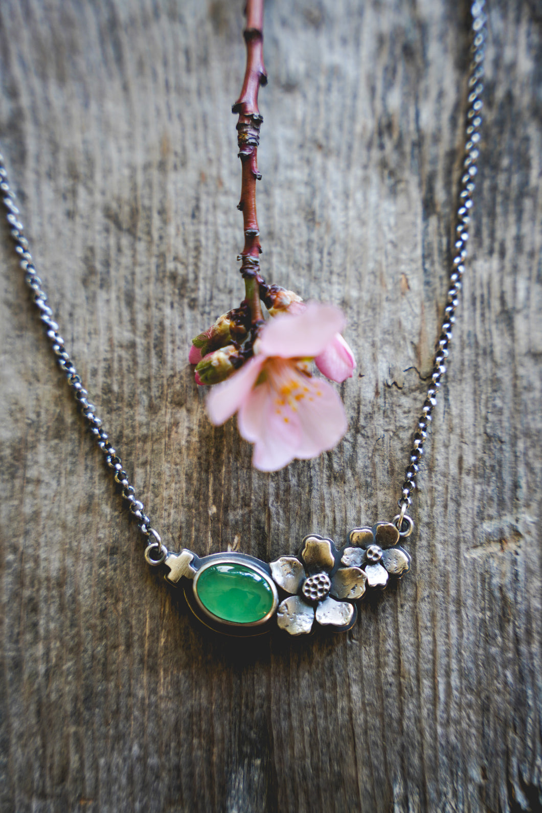 Apple Blossom Necklace -- Chalcedony