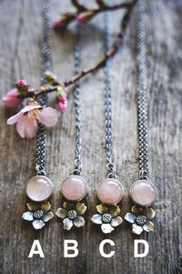 Apple Blossom Necklace -- Rose Quartz