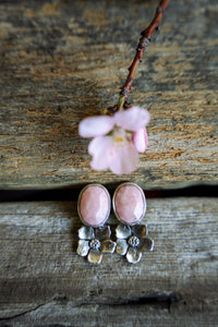 Apple Blossom Post Earrings -- Pink Opal