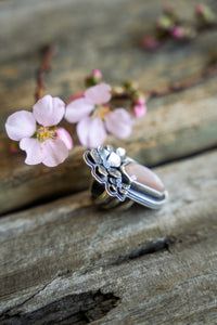 Apple Blossom Ring -- Peach Moonstone -- Size 7