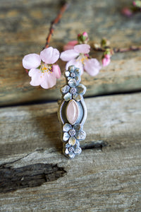 Apple Blossom Ring -- Rose Quartz -- Size 7.25