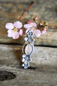 Apple Blossom Ring -- Rose Quartz -- Size 8.5