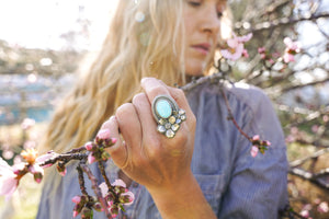 Apple Blossom Ring -- Turquoise -- Size 8.75