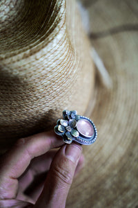 Apple Blossom Ring -- Size 6.75 Rose Quartz