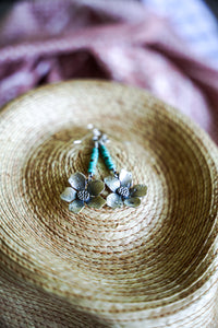 Apple Blossom Earrings -- Turquoise Beads