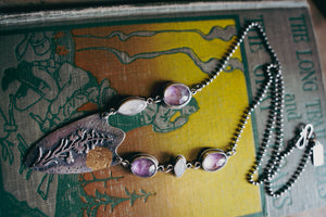 Fireweed Necklace -- Amethyst and Moonstone